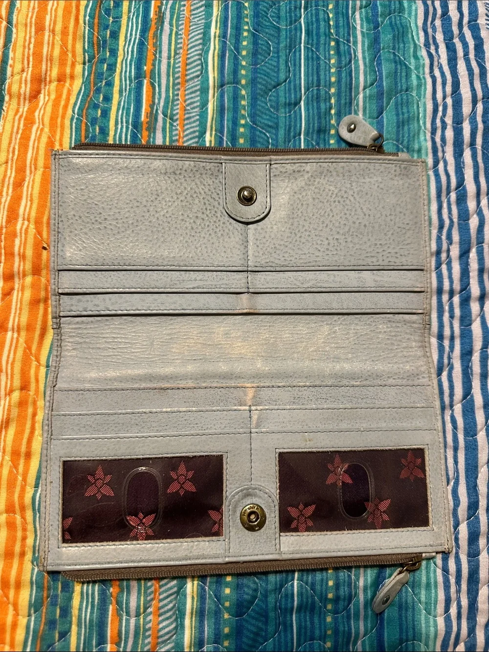Anuschka Light Blue Hand-Painted Hummingbird Card & Key Holder